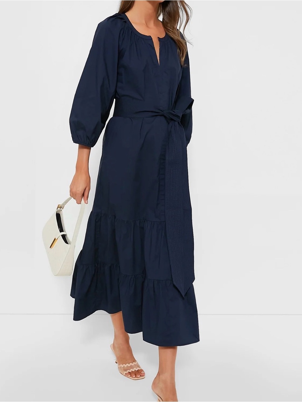 Tuckernuck Navy Lyles 3/4 Long Sleeve Maxi Dress Size XXL Like New